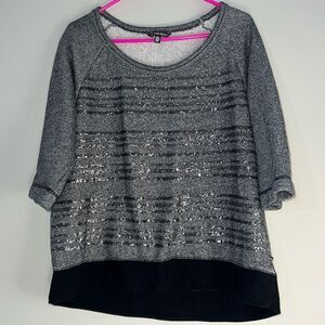 Women's VICTORIA SECRET Oversized Short Sleeve Sweater Size M Gray Black